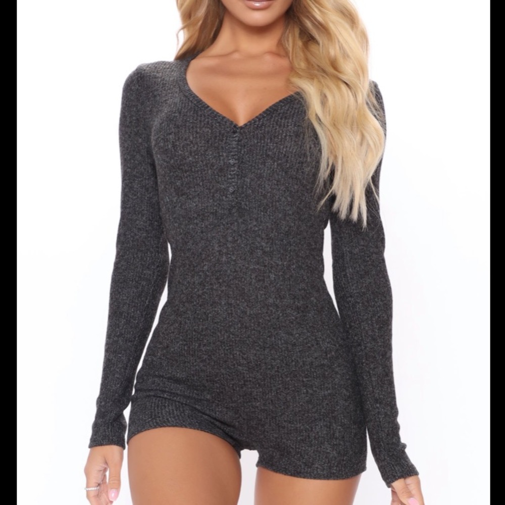 Your One and Only Sleep Romper- Charcoal